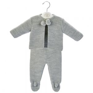 Pom Pom Knitted Set Grey